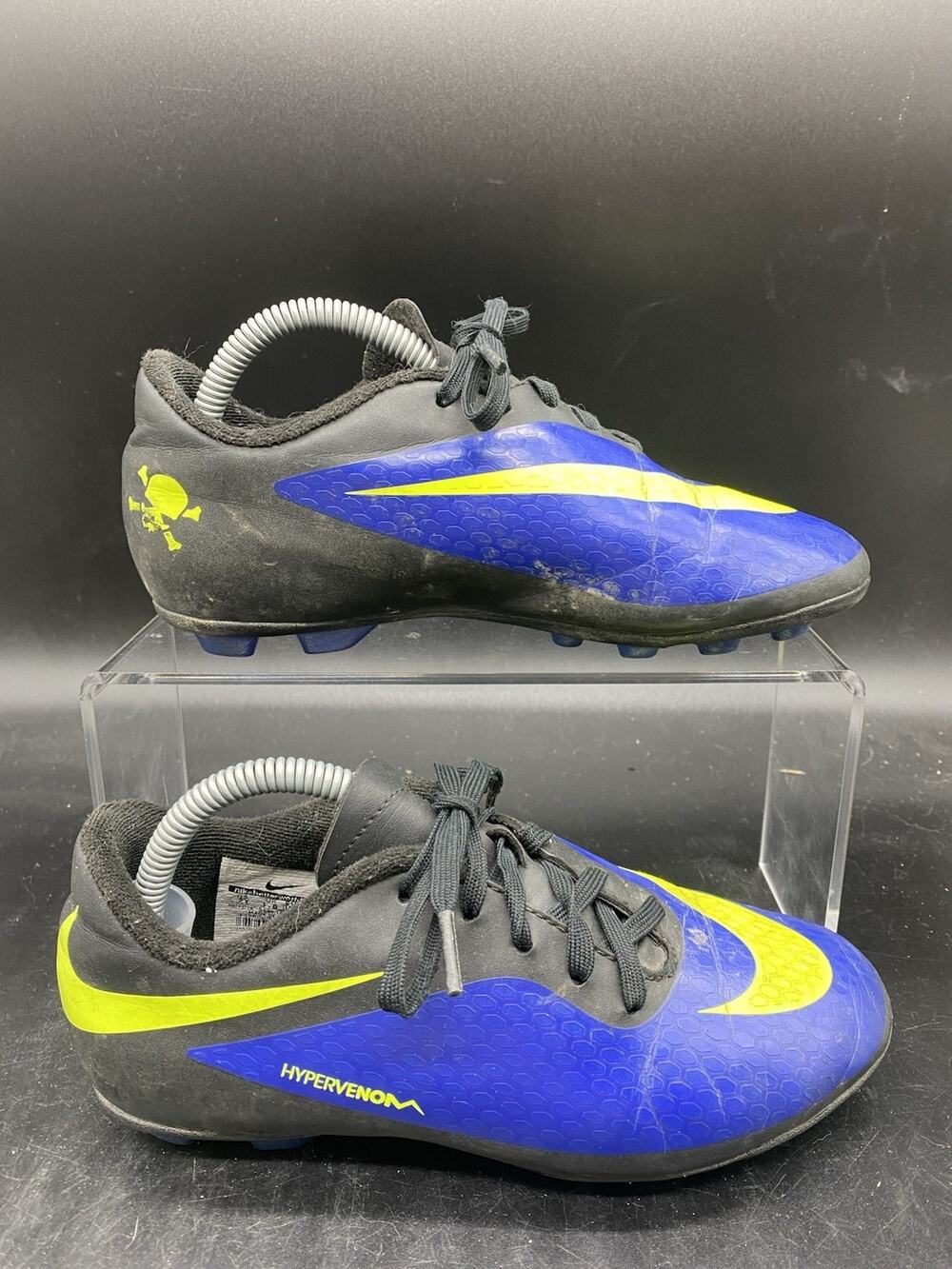 Nike Soccer Cleats Hypervenom Phatal FG Blue/Yellow 599073-470 Youth Size 2Y